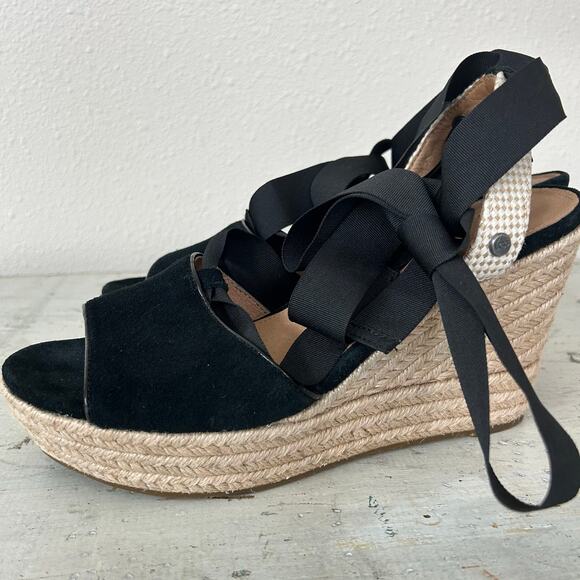 Paseart Espadrille platform wedge slides suede sandals summer minimalist 8 / 39 - Picture 8 of 14
